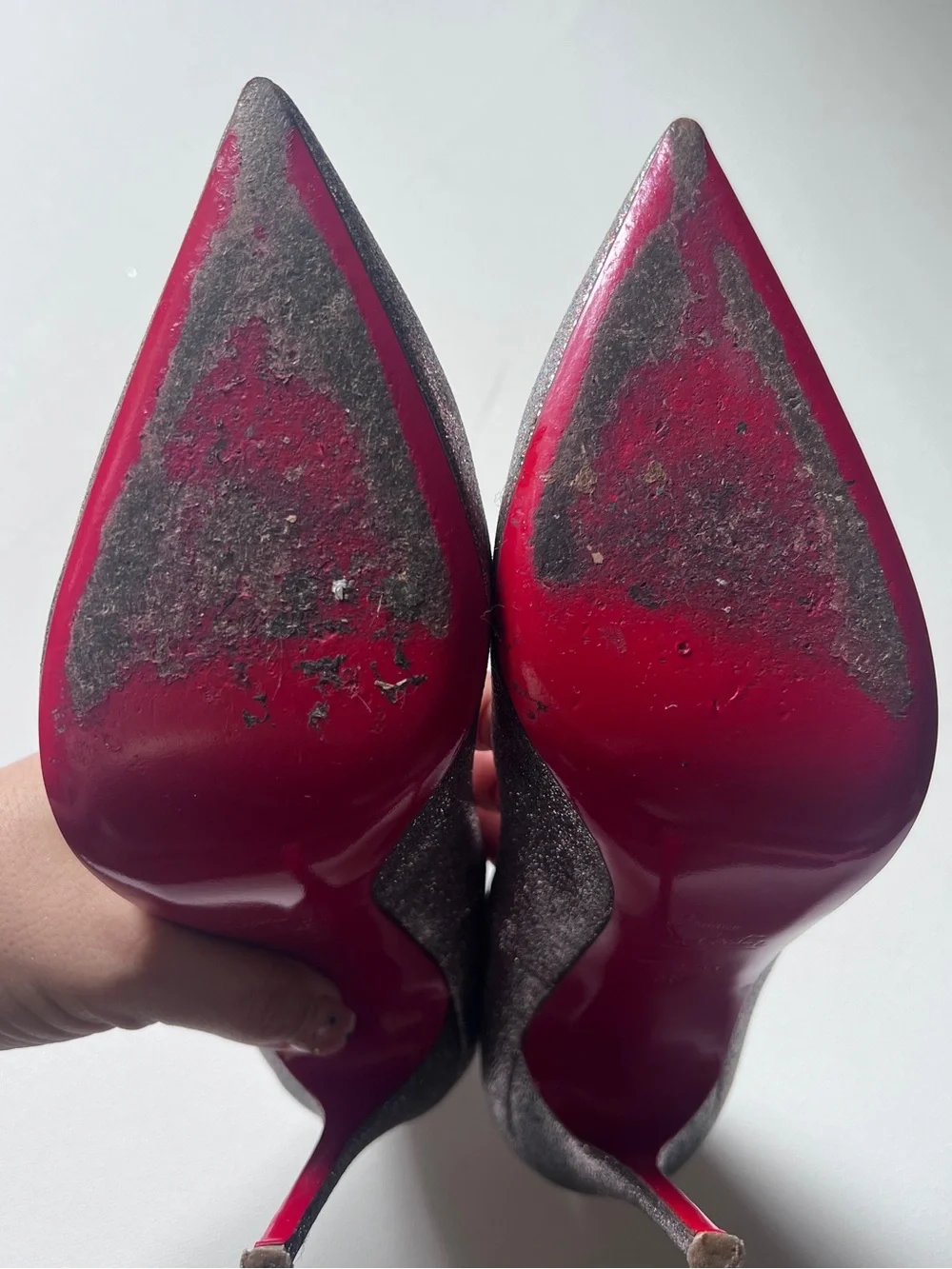 Christian Louboutin So Kate 120 Silver Glitter Pumps size 38